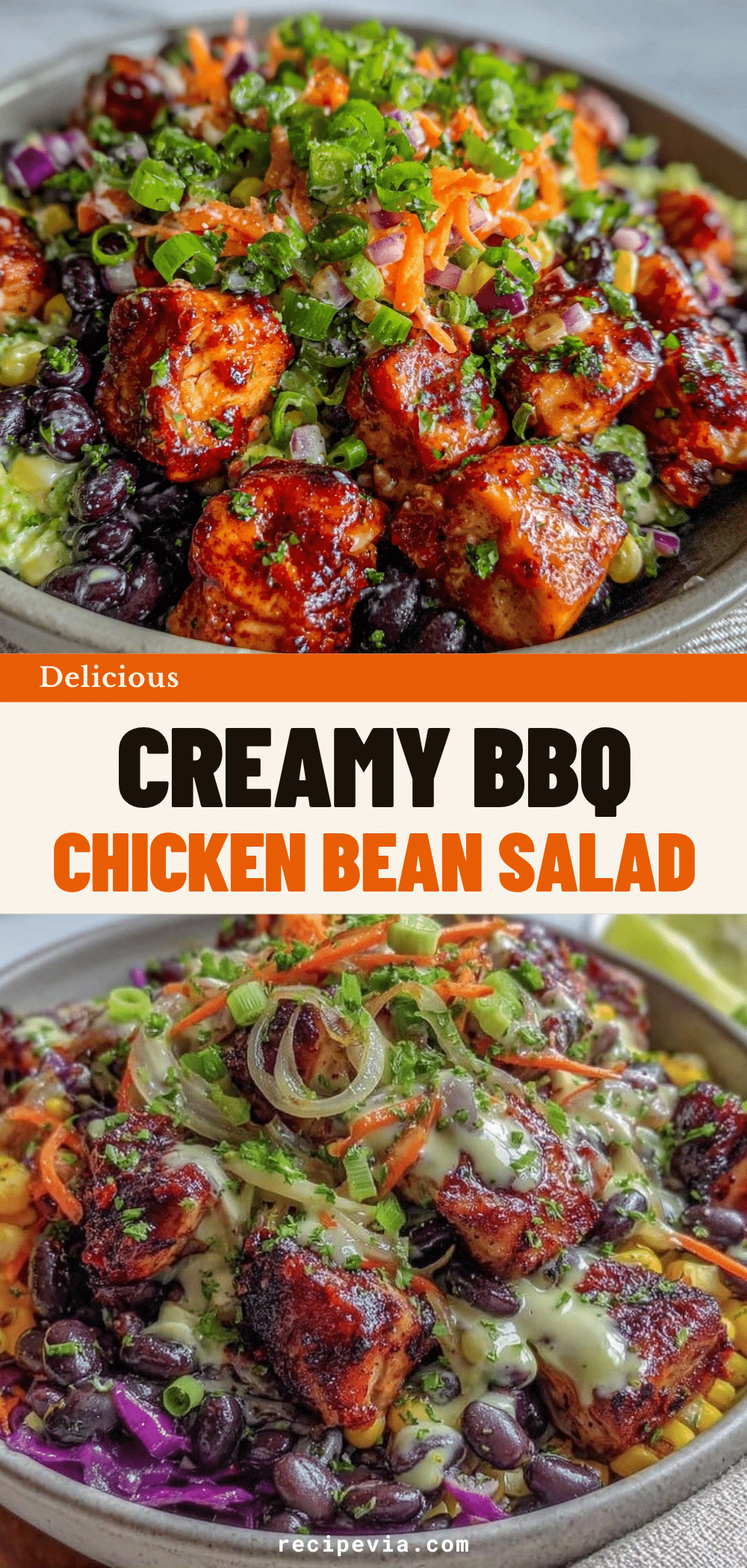 creamy BBQ chicken bean salad recipe