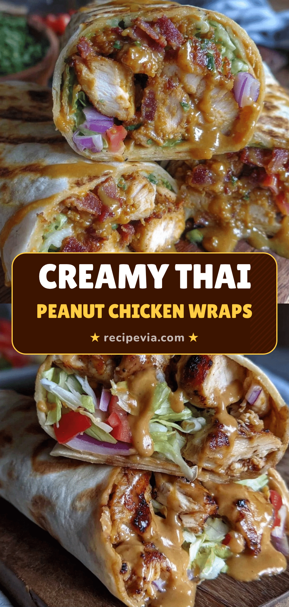 Creamy Thai Peanut Chicken Wraps recipe