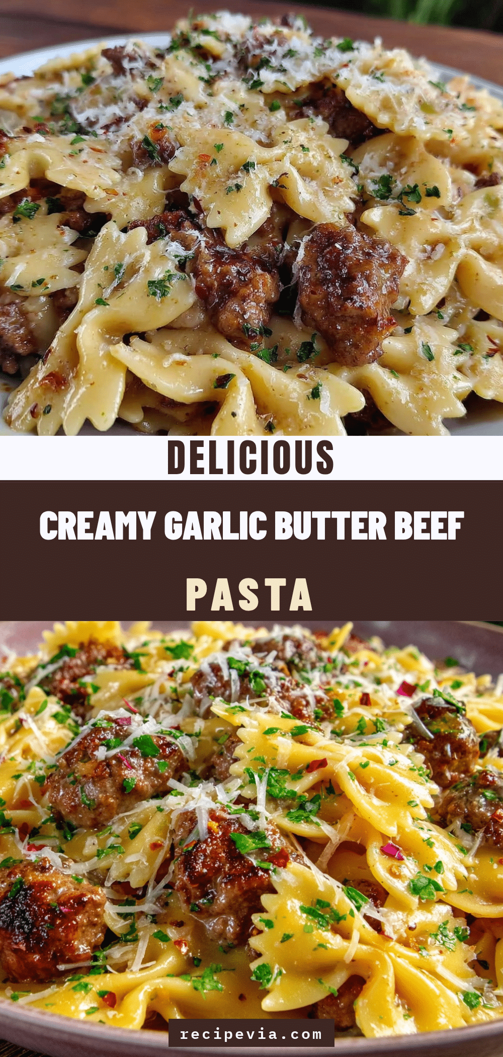 garlic butter bowtie pasta with beef recipe