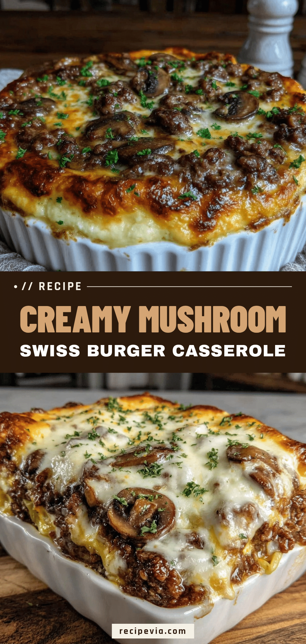 mushroom swiss burger casserole recipe