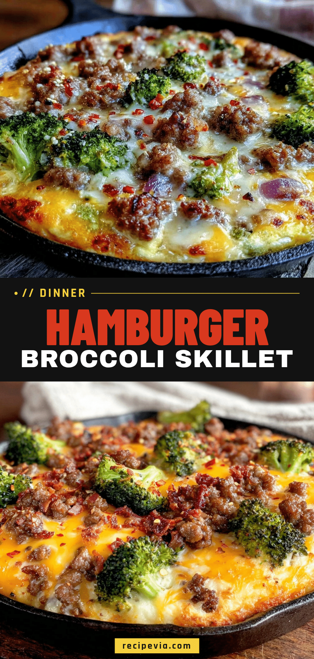 One-Skillet Hamburger Broccoli Skillet recipe
