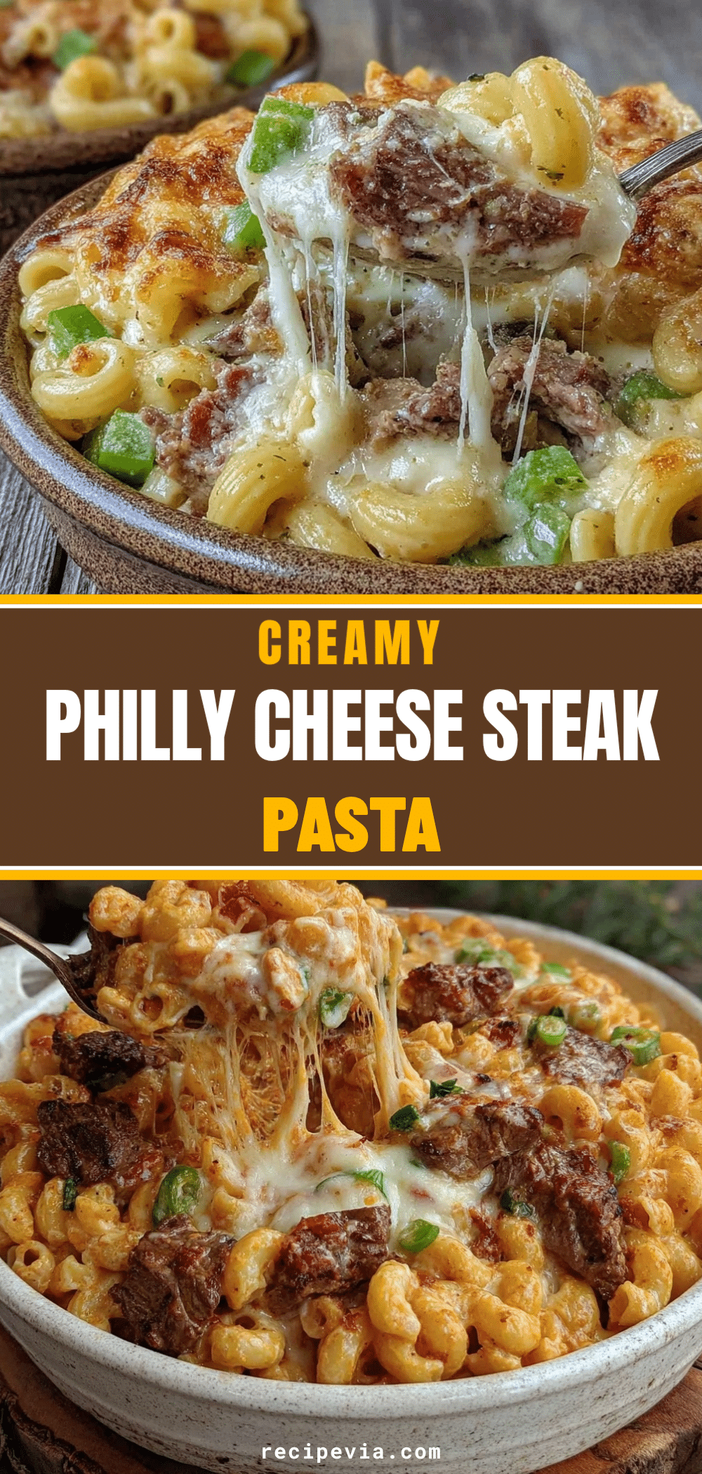 Crockpot Philly Cheese Steak Pasta recipe