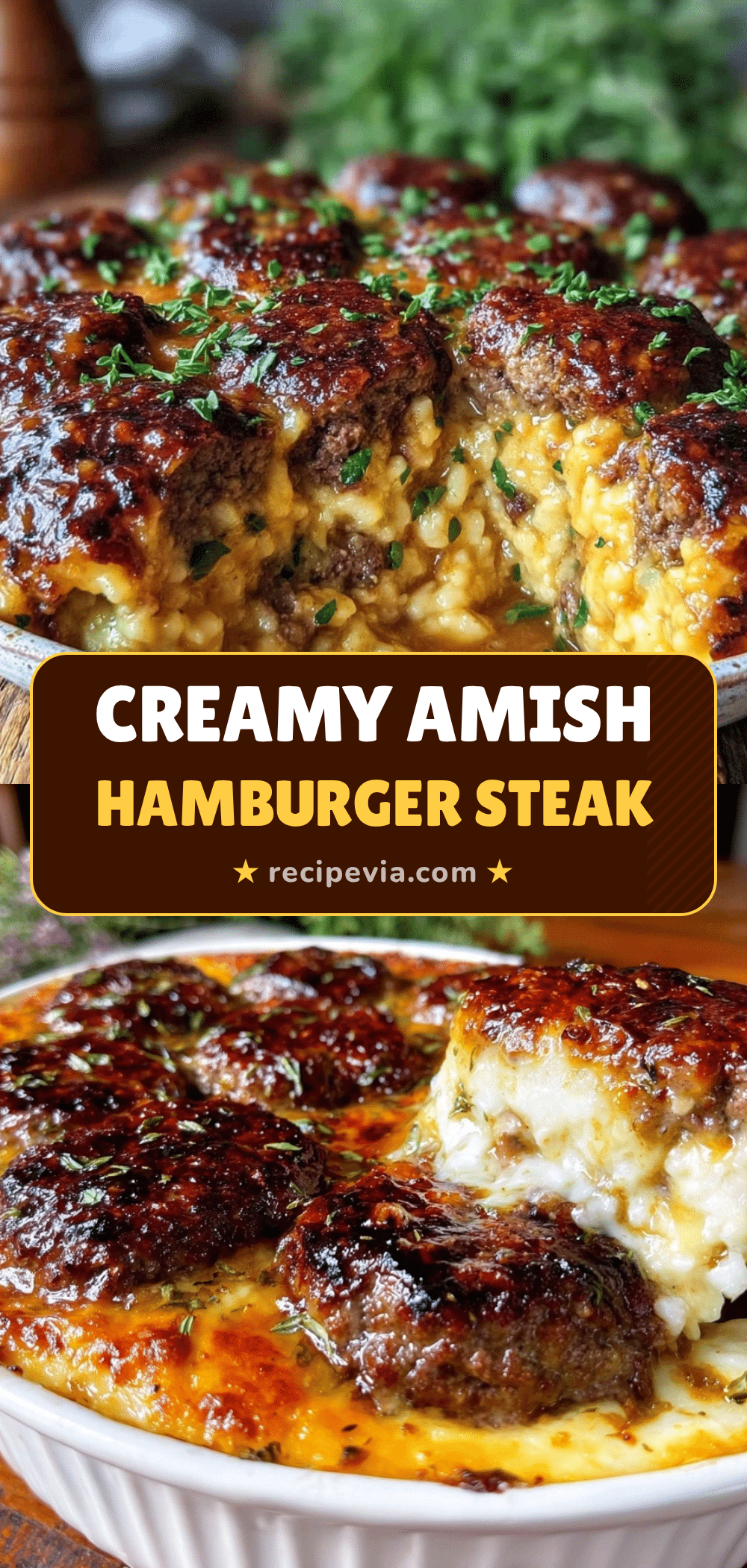 One-Pan Amish Hamburger Steak Bake recipe