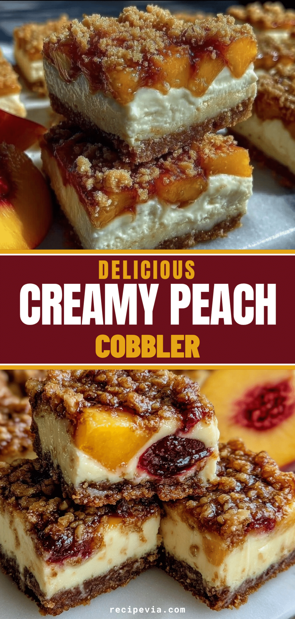 Peach Cobbler Cheesecake Bars recipe