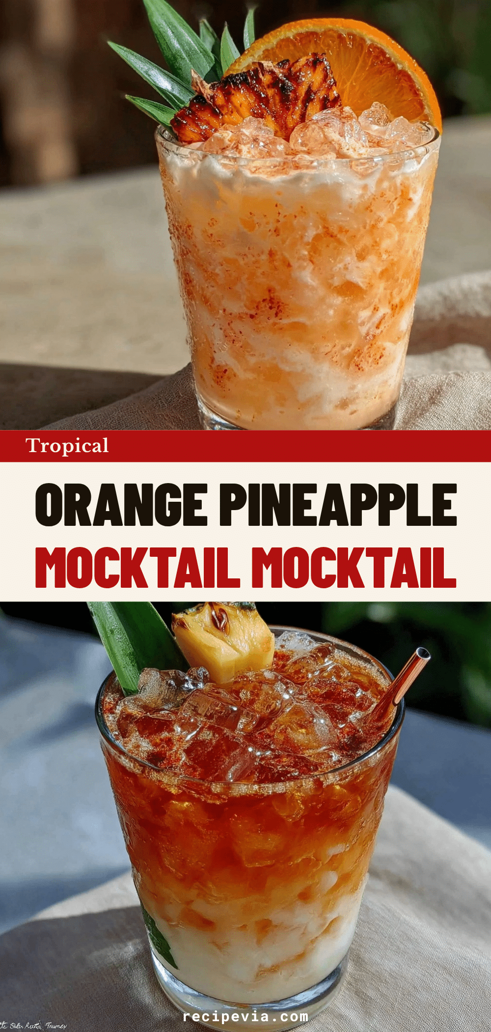 Tropical Orange Pineapple Coconut Mocktail recipe